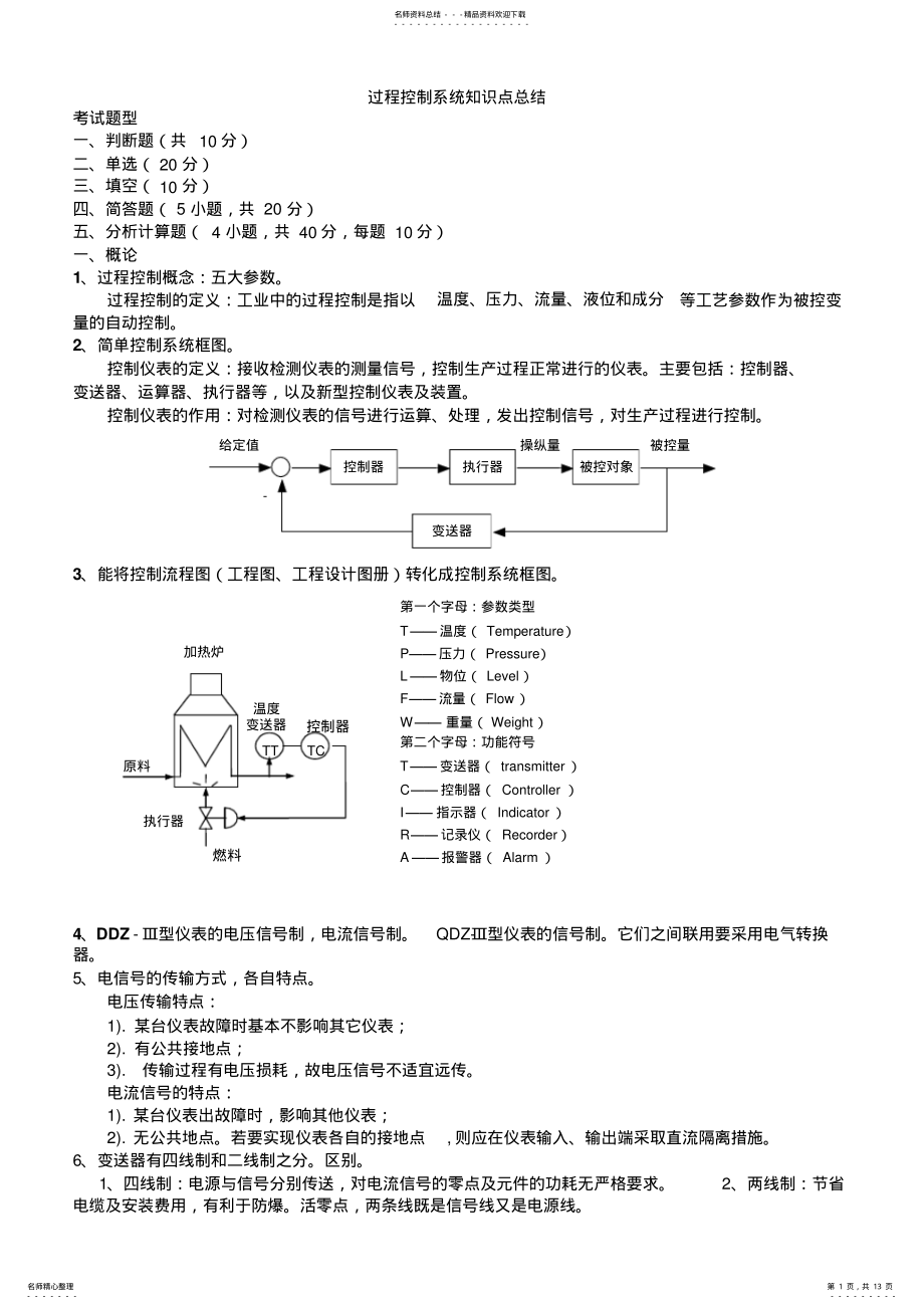 2022年2022年过程控制系统考试知识点总结 .pdf_第1页