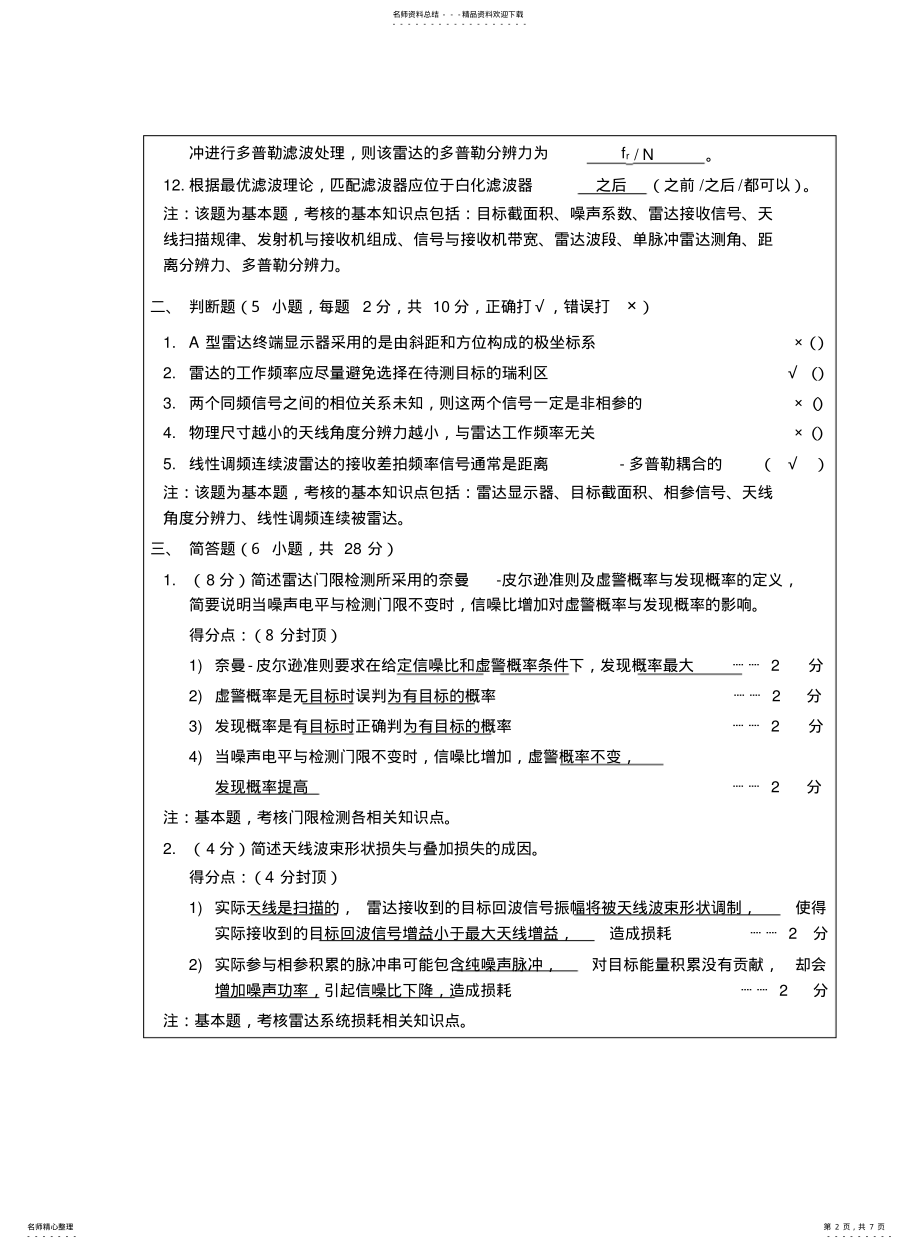 2022年2022年雷达原理年A卷答案 .pdf_第2页