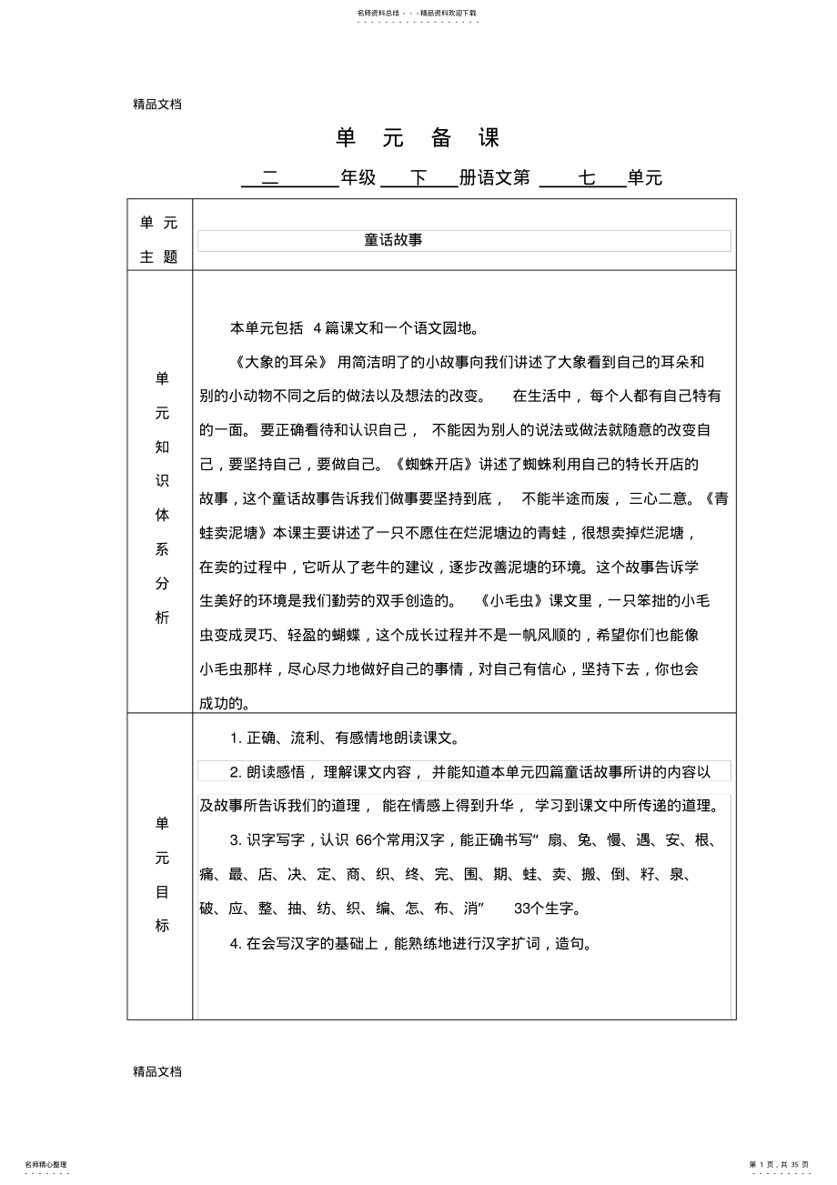 2022年最新部编本二年级语文下册备课第七单元 .pdf_第1页