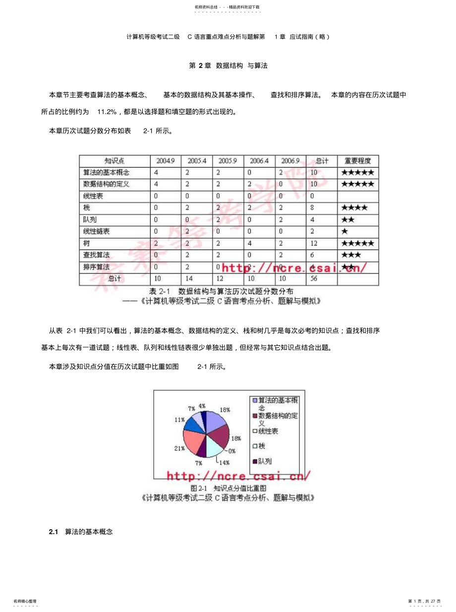 2022年2022年计算机等级考试二级C语言重点难点分析与题解 .pdf_第1页