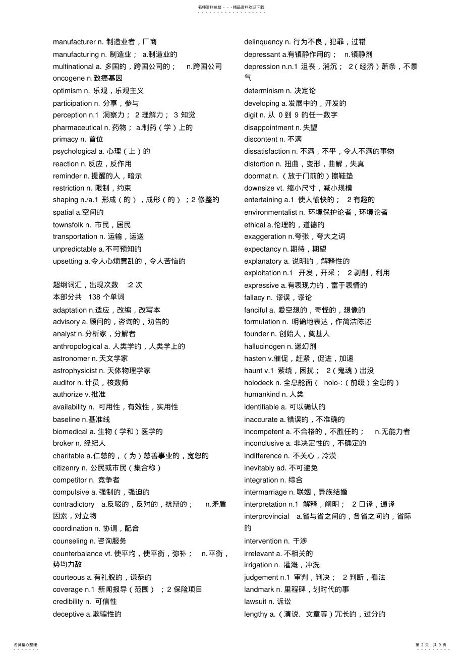 2022年2022年考研超纲词汇汇总 .pdf_第2页