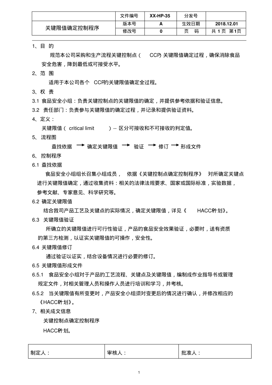 ISO22000：2018关键限值确定控制程序.pdf_第1页