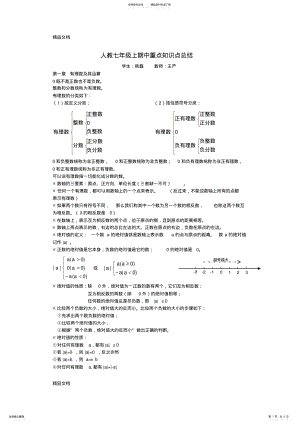 2022年最新人教七年级上期中重点知识点总结 .pdf