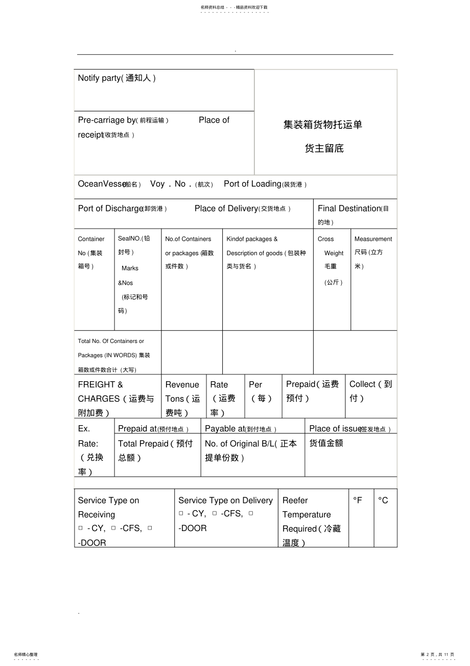 2022年2022年集装箱运输常用单证 .pdf_第2页