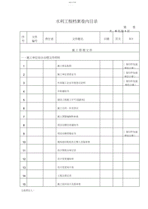 2022年水利工程档案卷内目录.docx