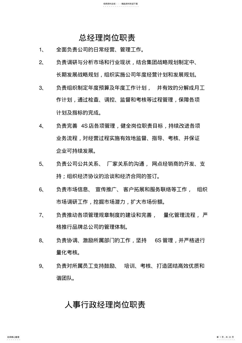 2022年汽车S店各岗位职责 2.pdf_第1页