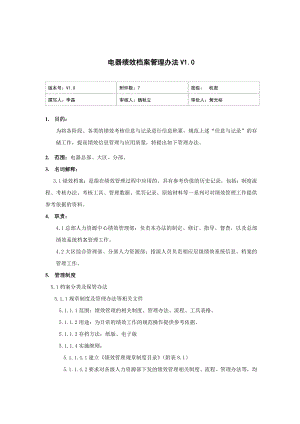 家电卖场超市大型百货运营资料 人资 绩效005 电器绩效档案管理办法V1.0.doc