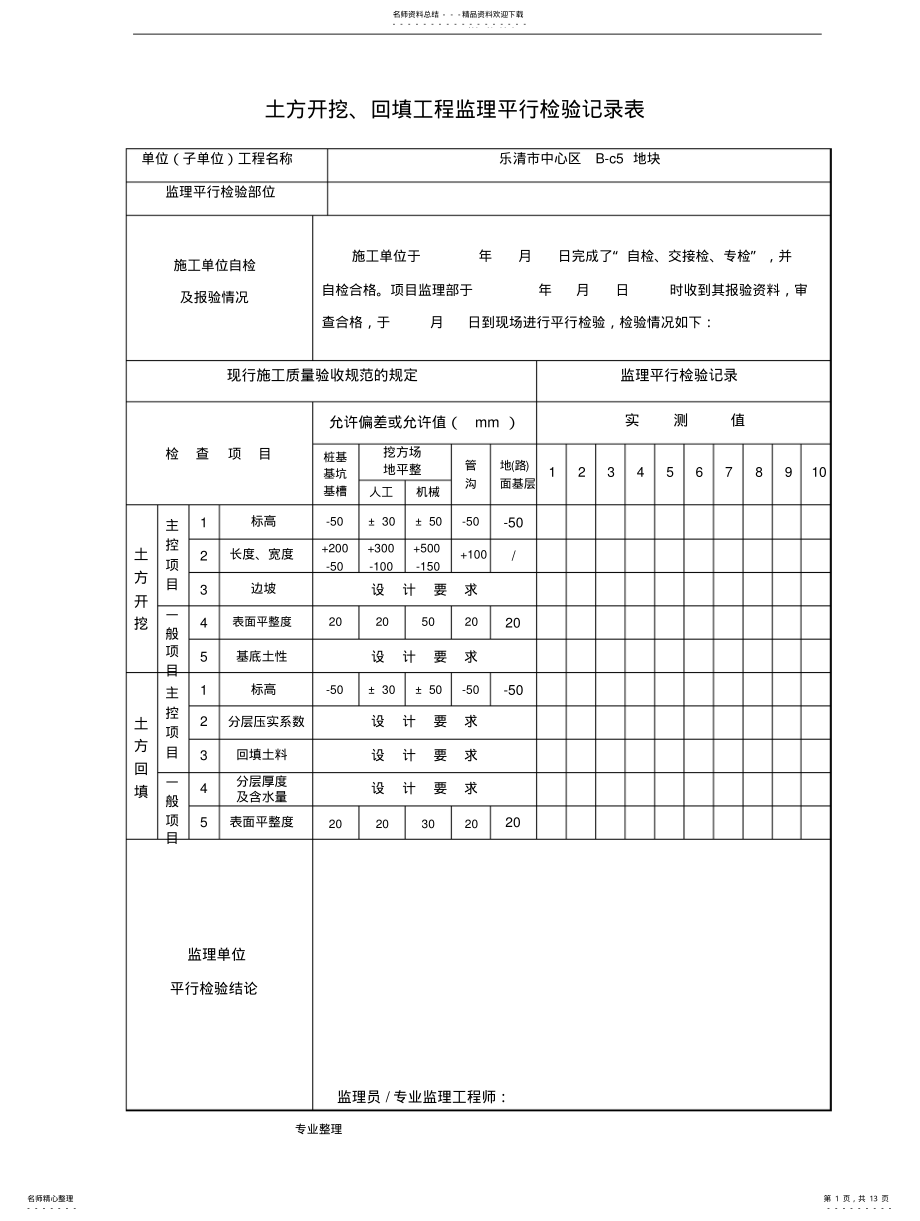 2022年2022年监理平行检查记录表[最新全套] .pdf_第1页