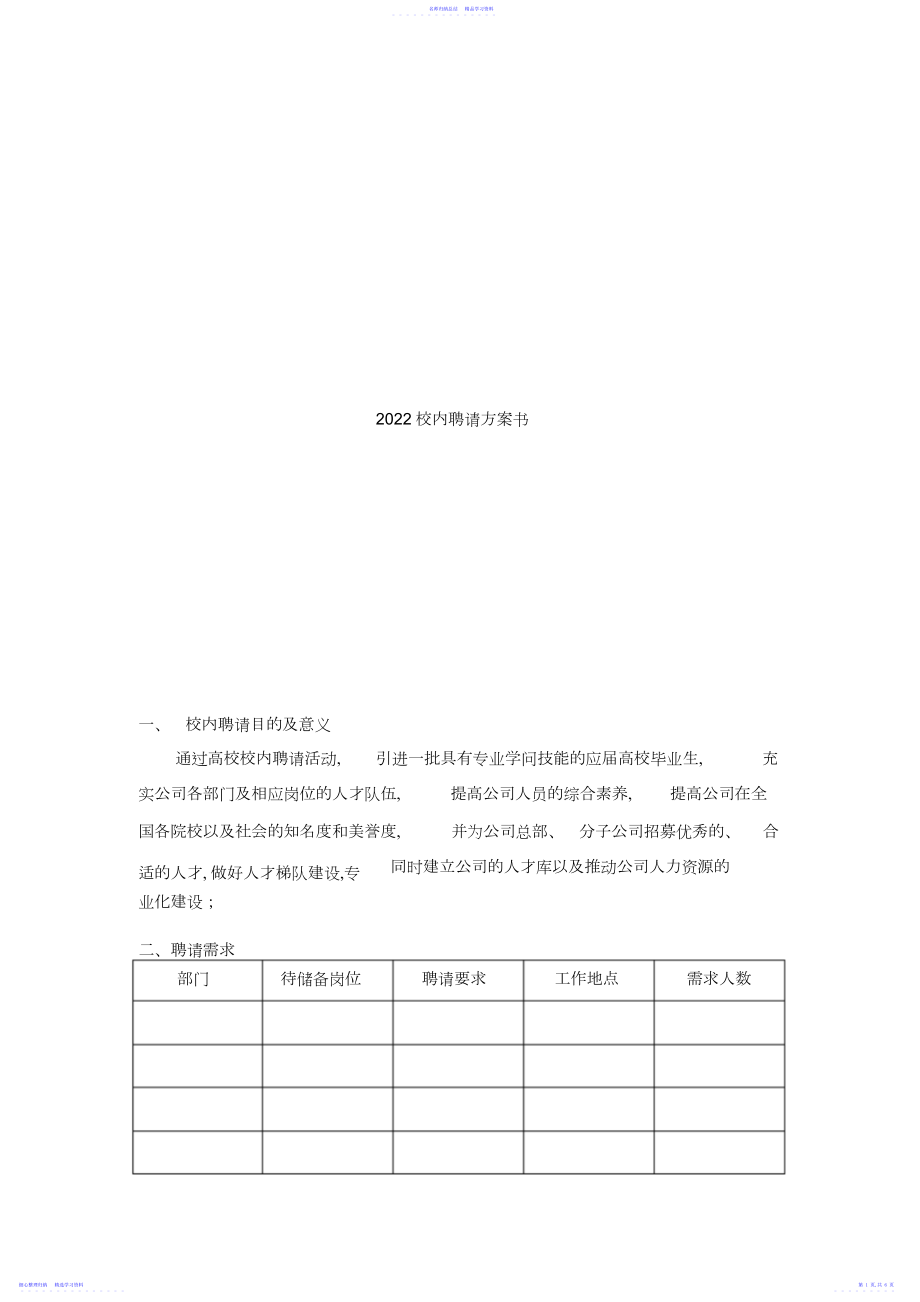 2022年校园招聘计划书2.docx_第1页