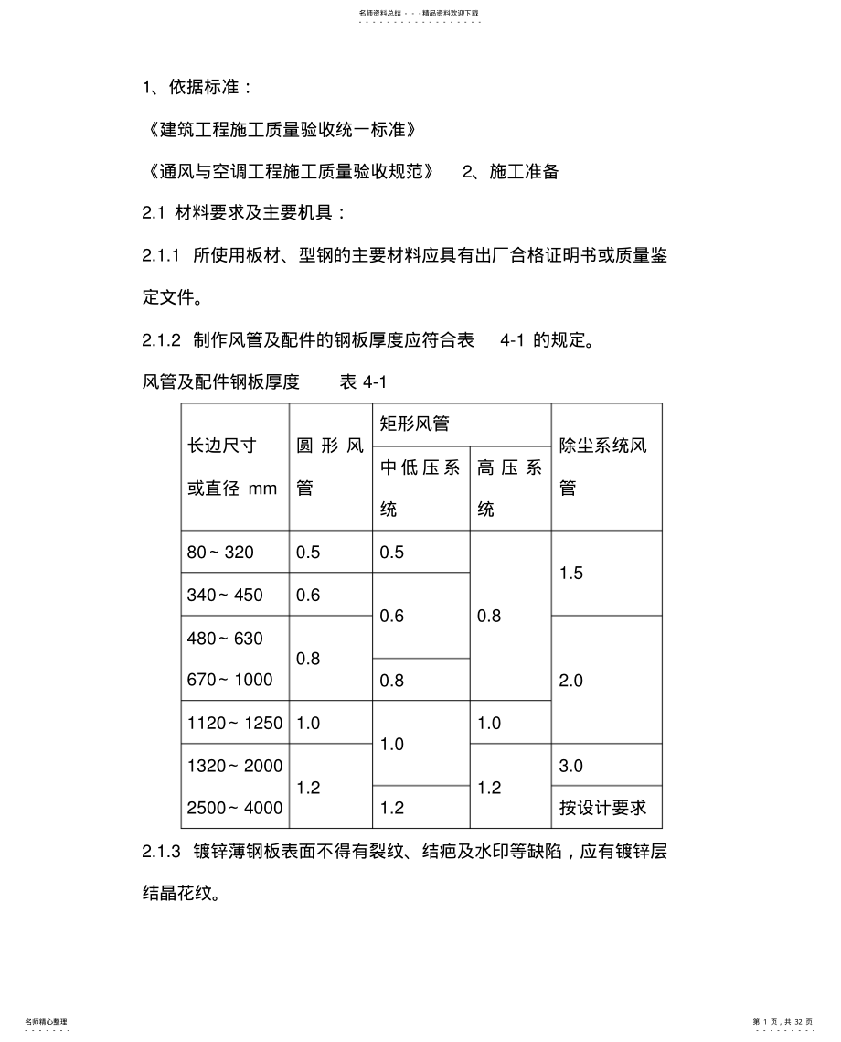 2022年2022年金属风管制作安装施工方案 .pdf_第1页