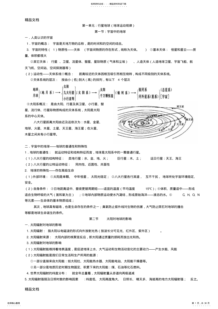 2022年最新人教版高中地理必修知识点 .pdf_第1页