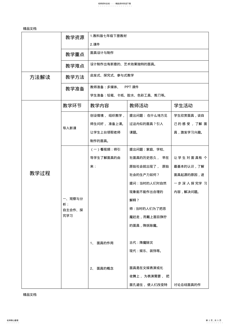 2022年最新独特的装扮——面具设计与制作-美术-初中-段雪 .pdf_第2页