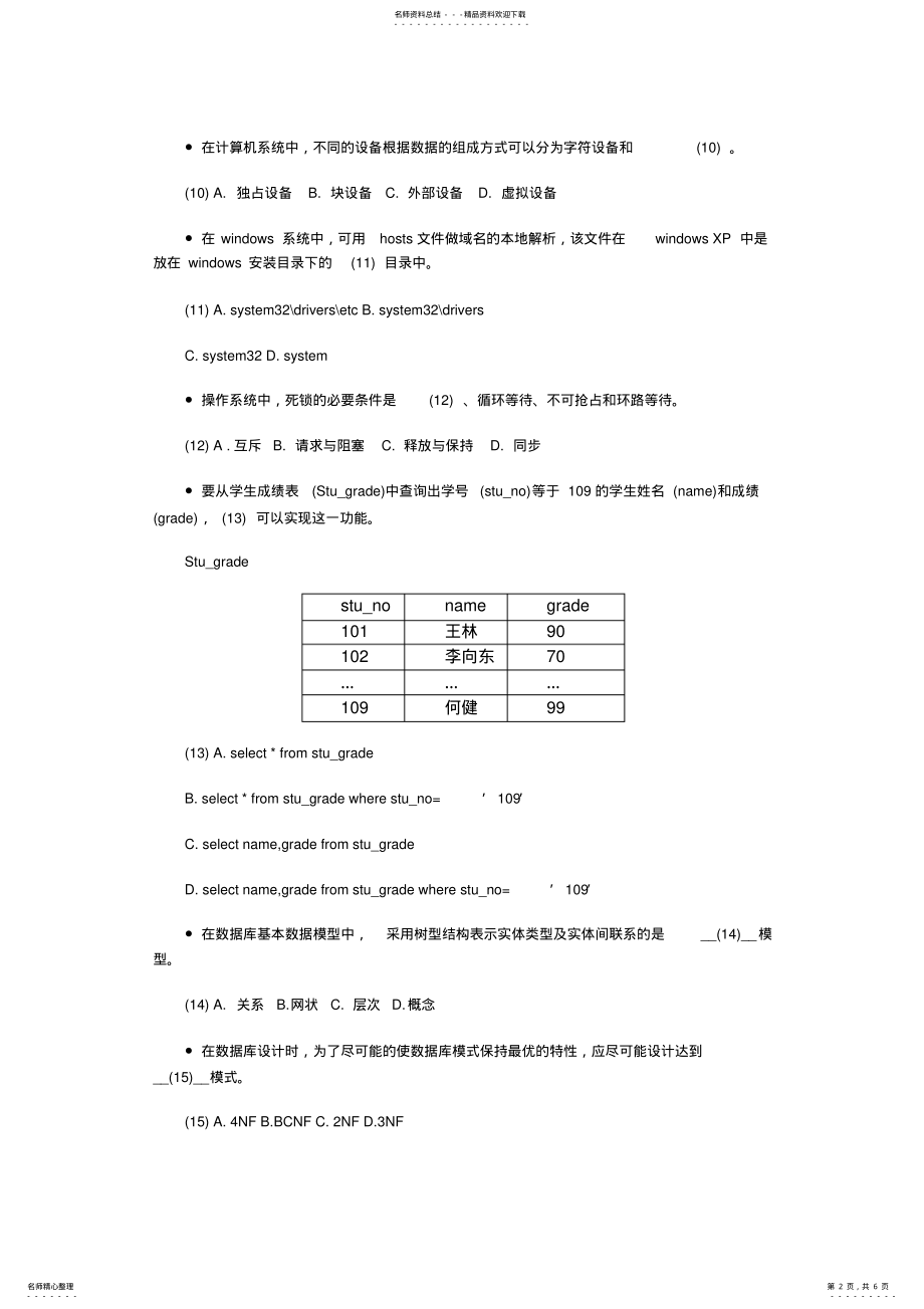 2022年2022年经典网络管理员考试题库 .pdf_第2页