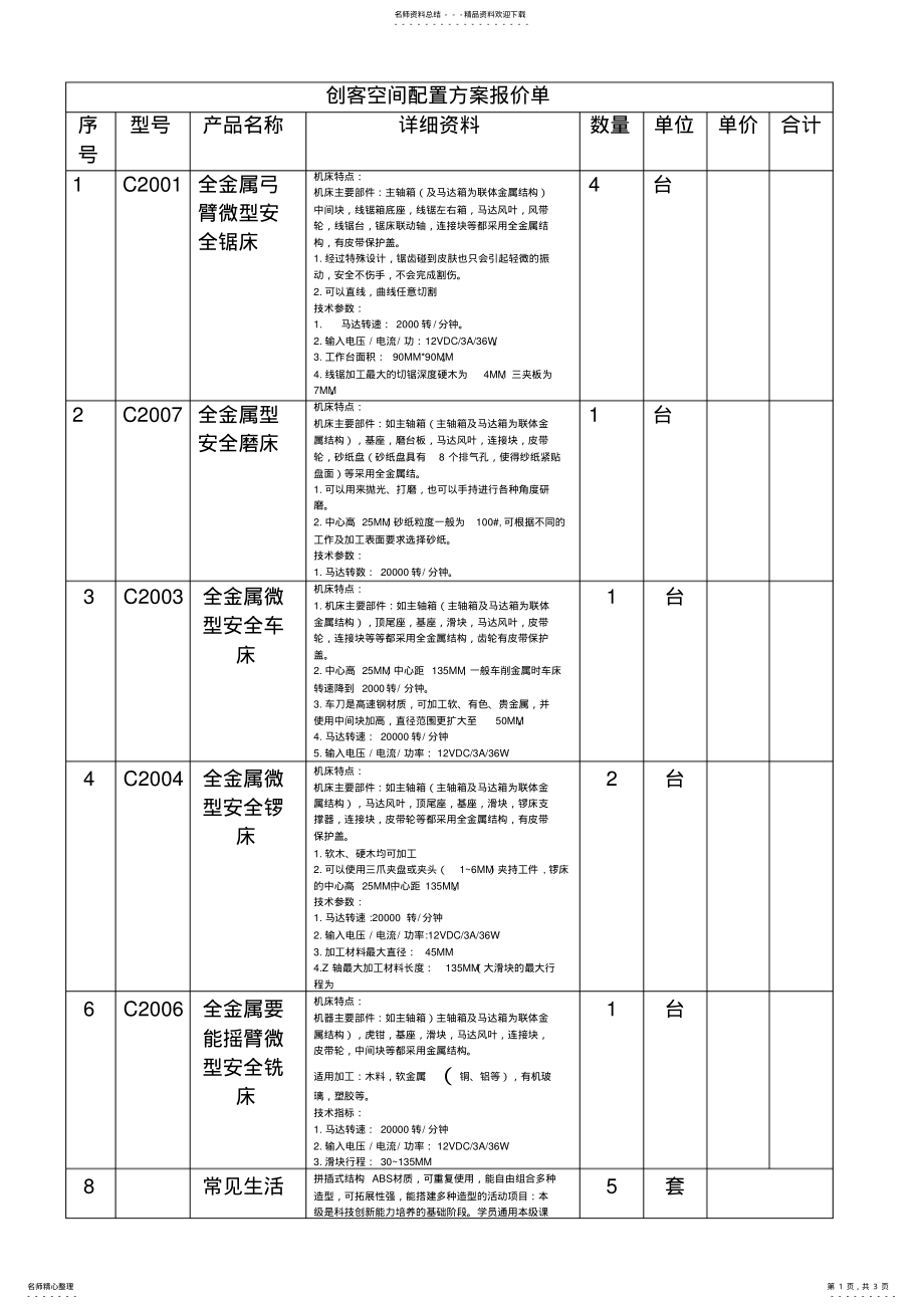 2022年校园创客空间配置方案文件 .pdf_第1页