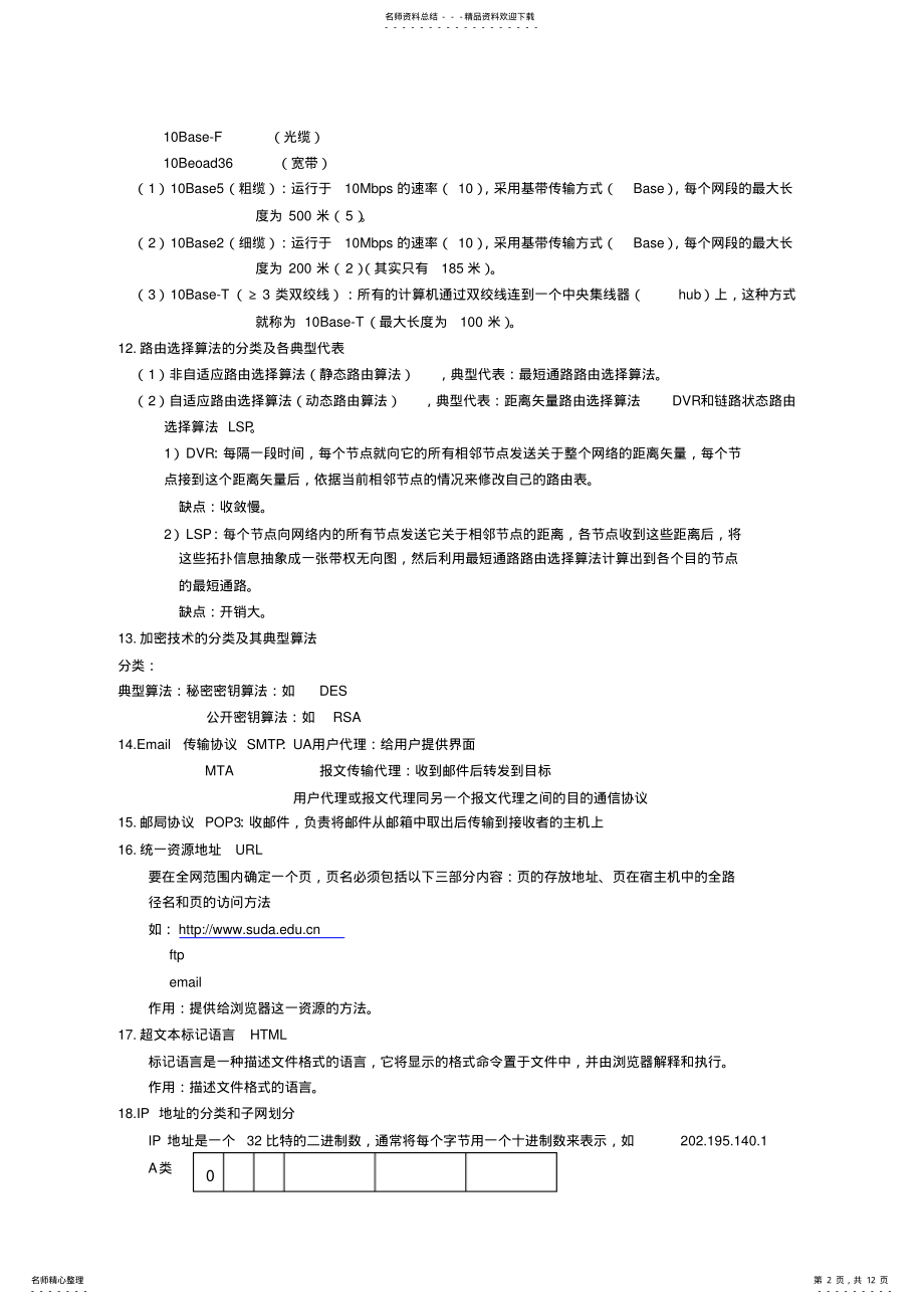 2022年2022年计算机网络-学位考复习 .pdf_第2页