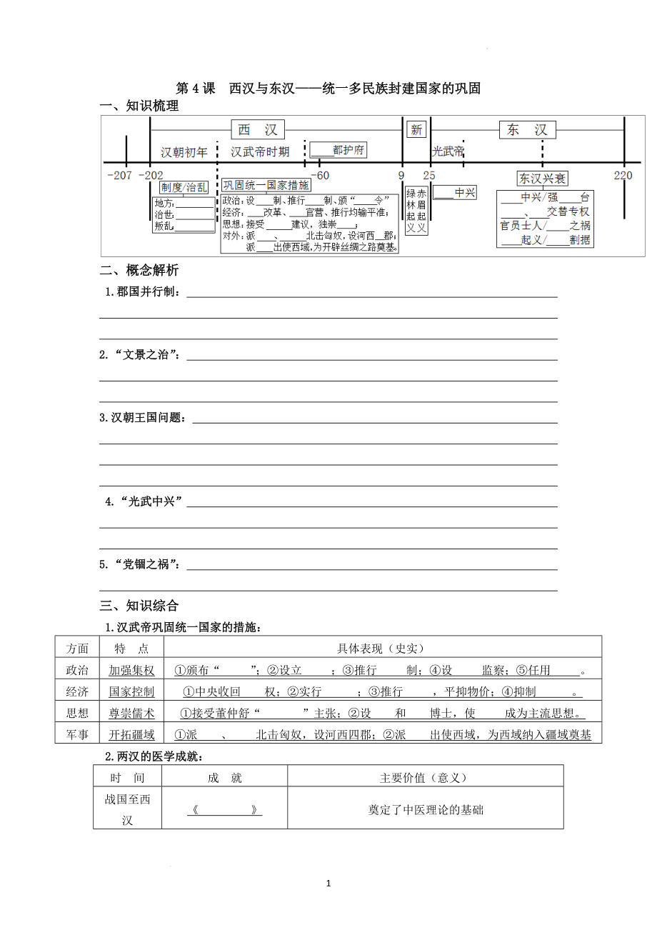 第4课西汉与东汉——统一多民族封建国家的巩固--统编版（2019）高中历史必修《中外历史纲要》（上）.docx_第1页