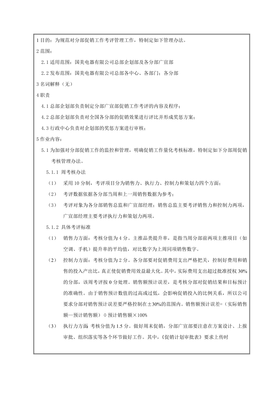 家电卖场百货商场运营资料 国美—销售—企划008 分部广宣促销工作考评管理办法.doc_第2页