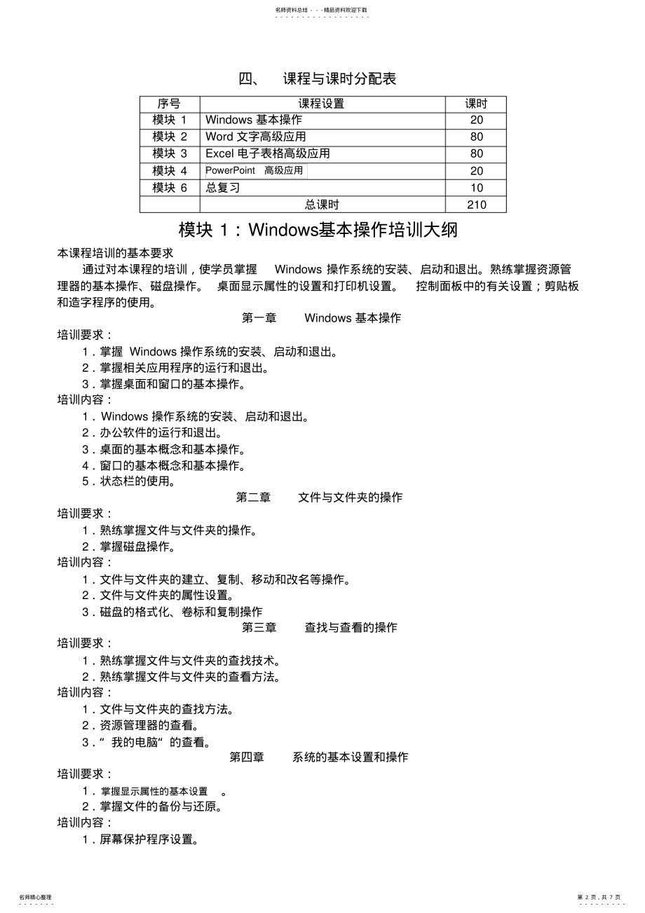 2022年2022年计算机办公软件应用高级三级培训大纲.doc .pdf_第2页