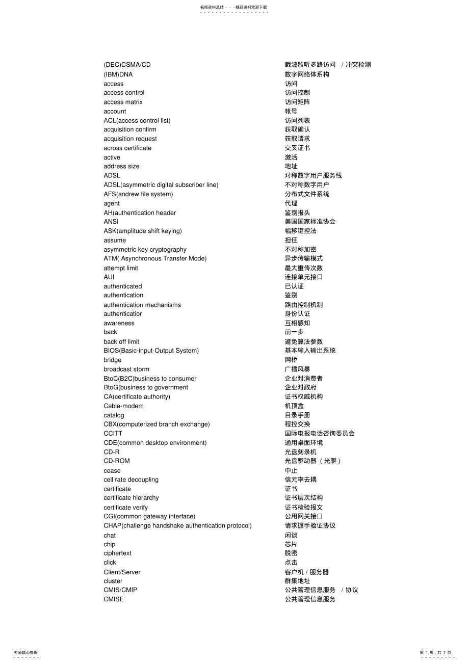 2022年2022年计算机网络工程师英语词汇 .pdf_第1页