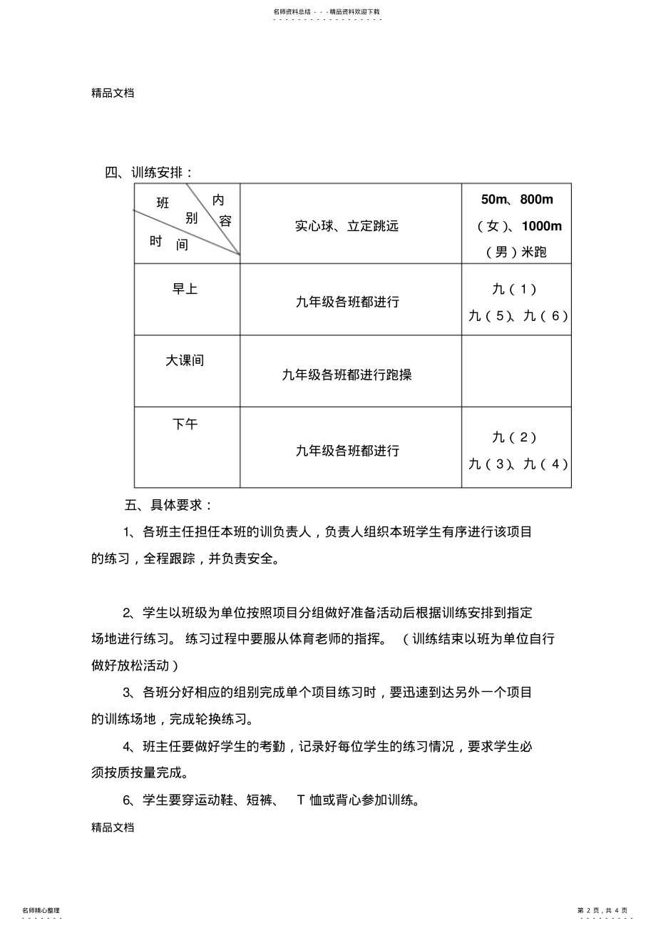 2022年最新九年级中考体育训练方案 .pdf_第2页