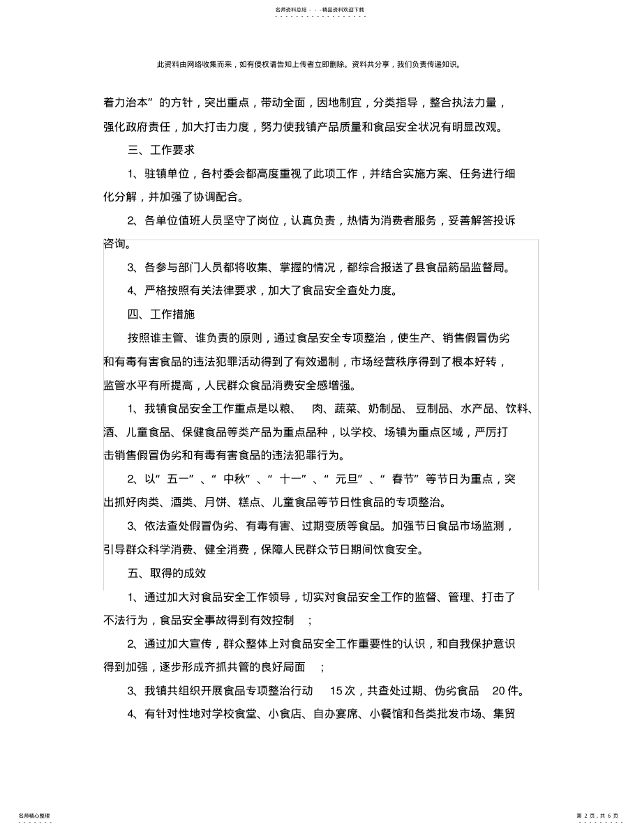 2022年最新食品安全员工作总结 .pdf_第2页