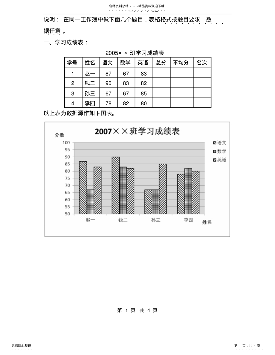 2022年Excel上机考试试题 .pdf_第1页