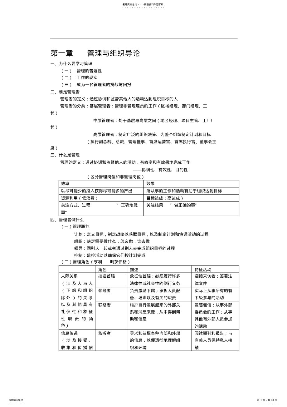 2022年2022年管理学知识点归纳 .pdf_第1页