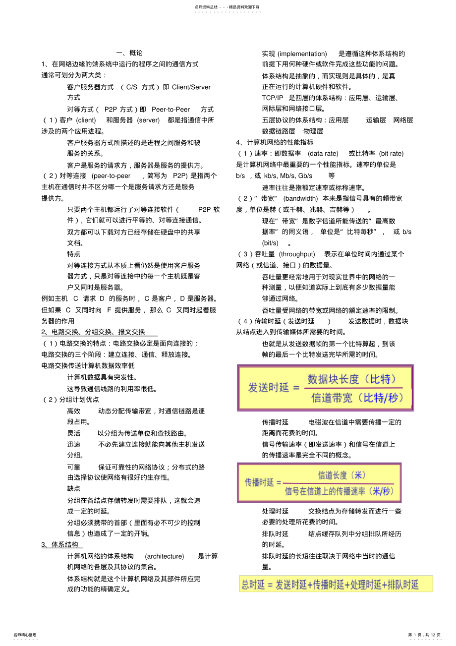 2022年2022年计算机网络第五版知识点总结 .pdf_第1页