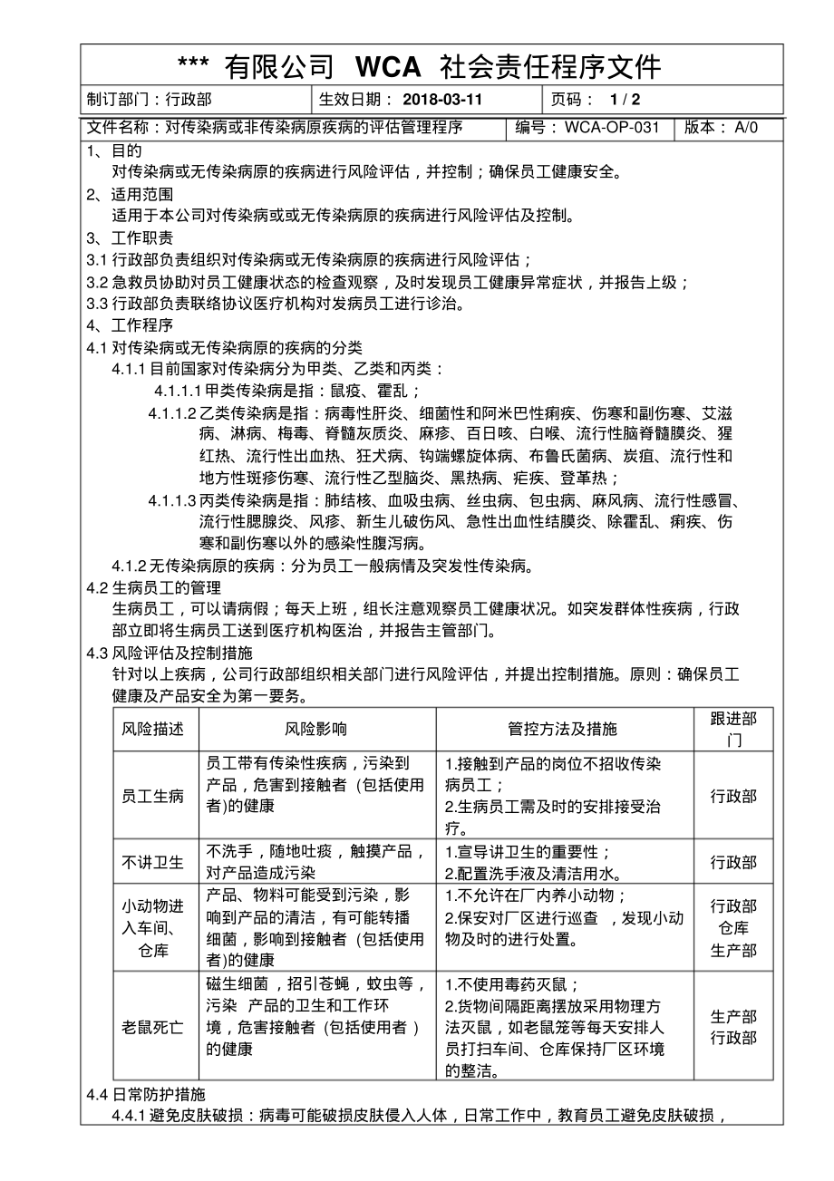 WCA对传染病或非传染病原疾病的评估管理程序.pdf_第1页