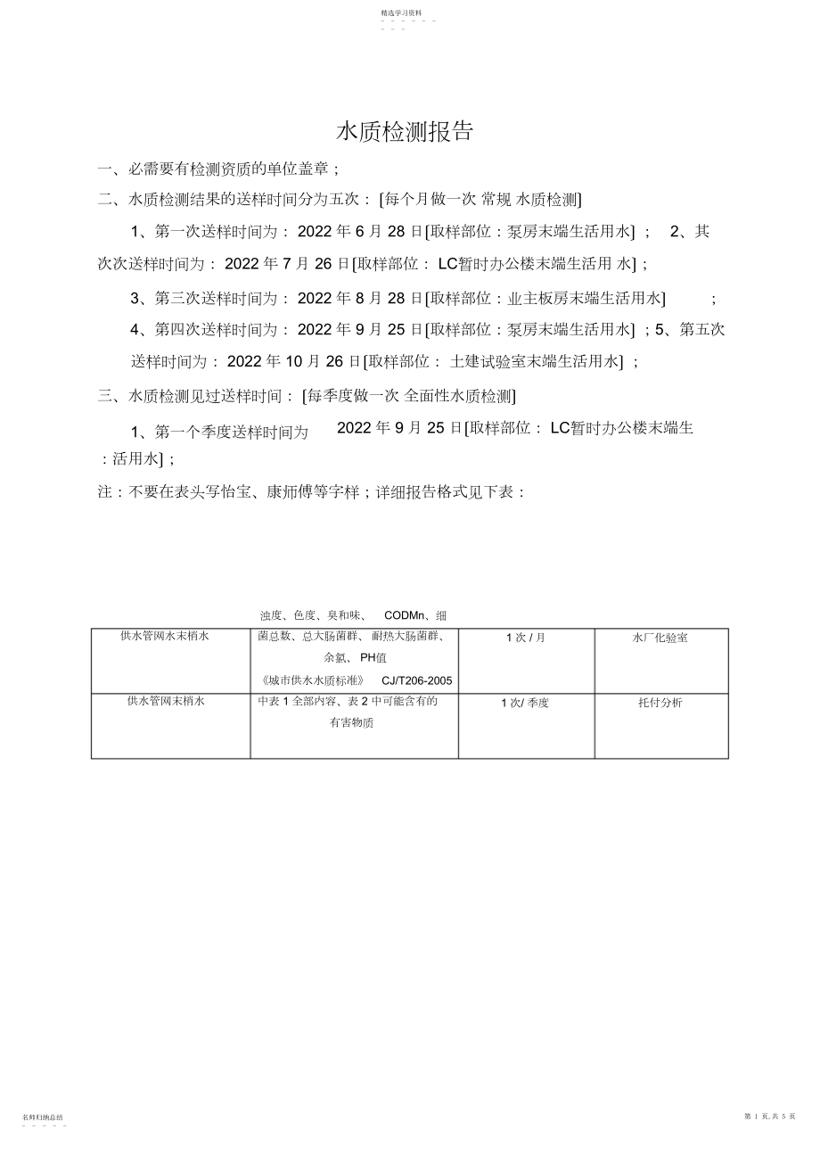 2022年水质监测报告.docx_第1页