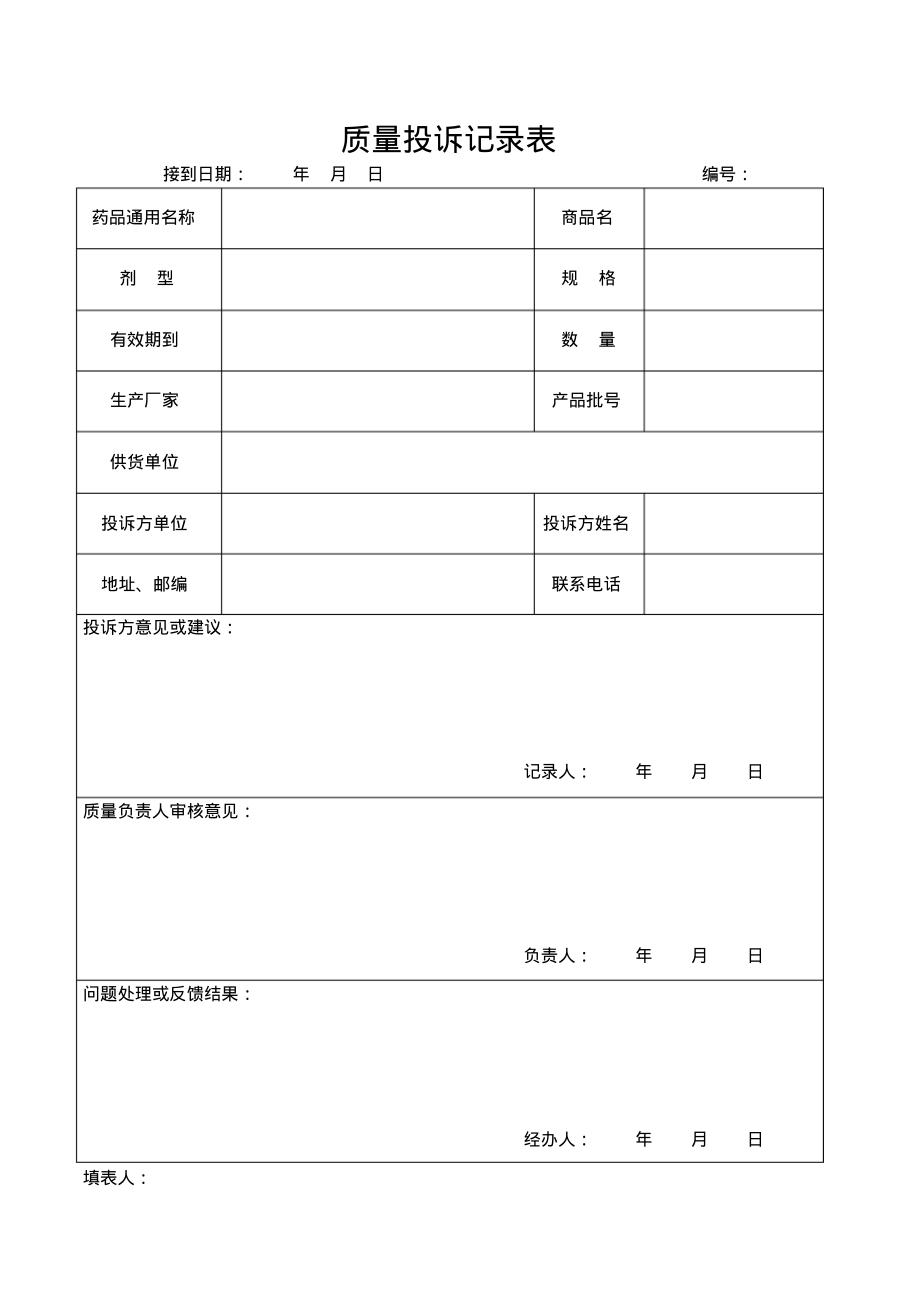 GSP质量投诉记录表.pdf_第1页