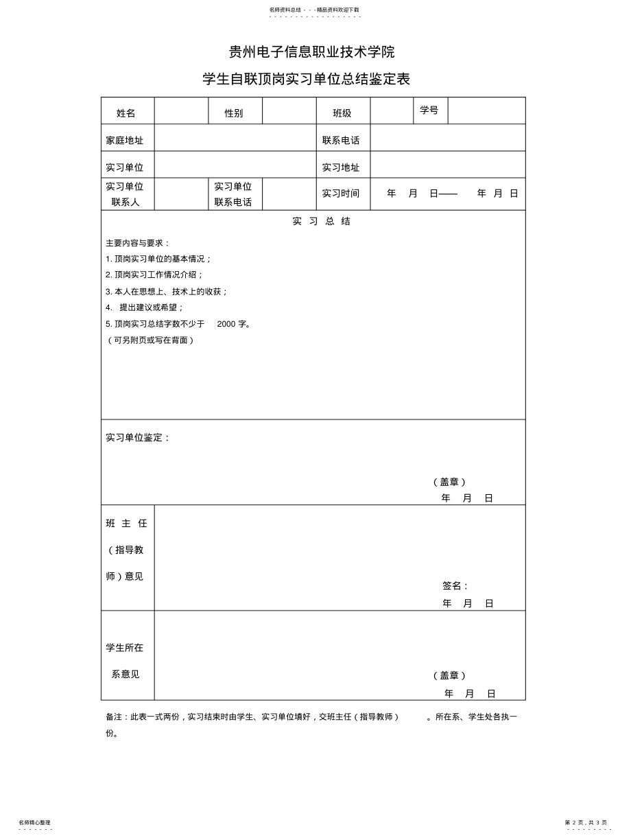 2022年2022年贵州电子信息职业技术学院学生自联顶岗实习单位申请表 .pdf_第2页