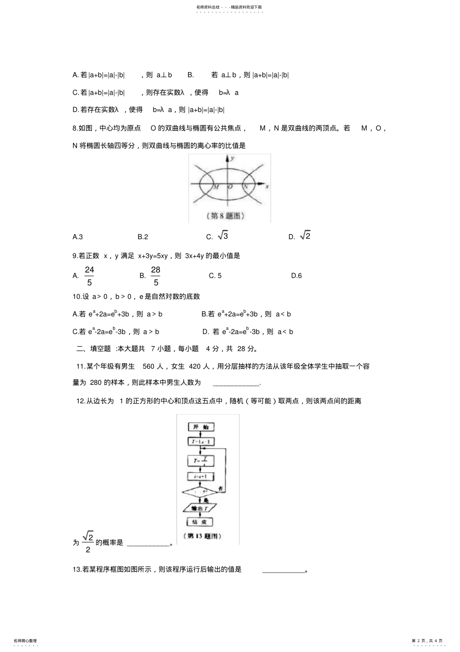 2022年浙江省高考文科数学试卷 .pdf_第2页