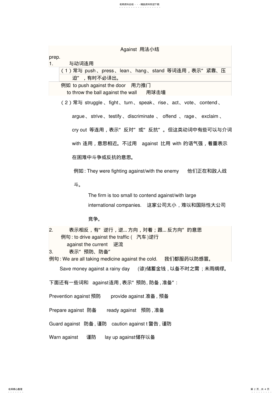 2022年Against用法小结教学提纲 .pdf_第2页