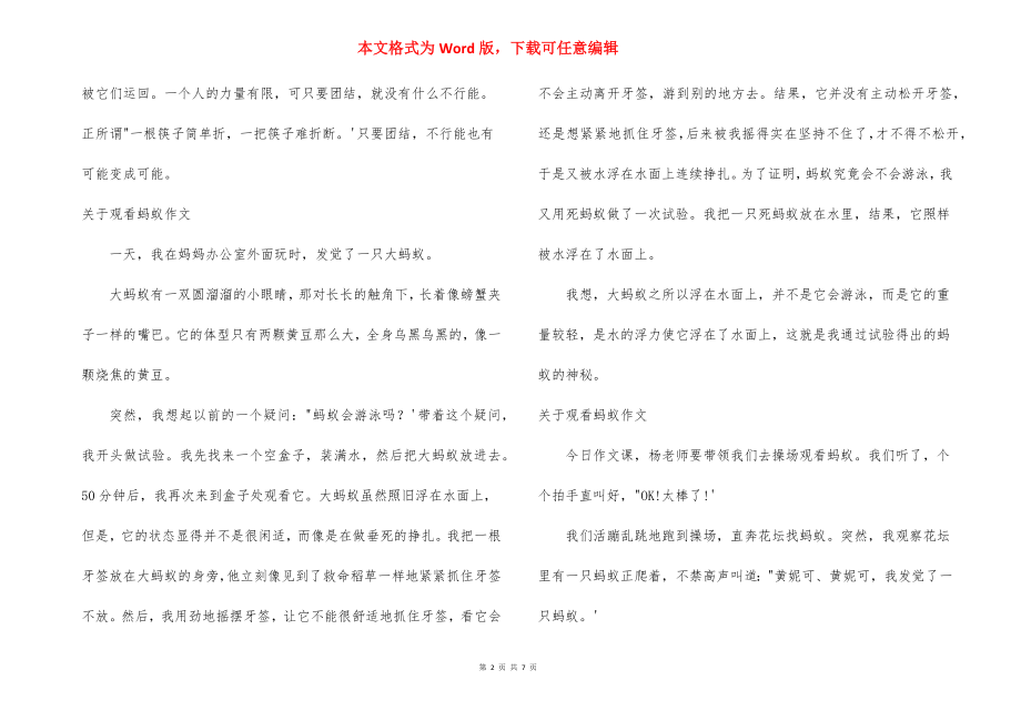 关于观察蚂蚁作文范文(通用9篇).docx_第2页