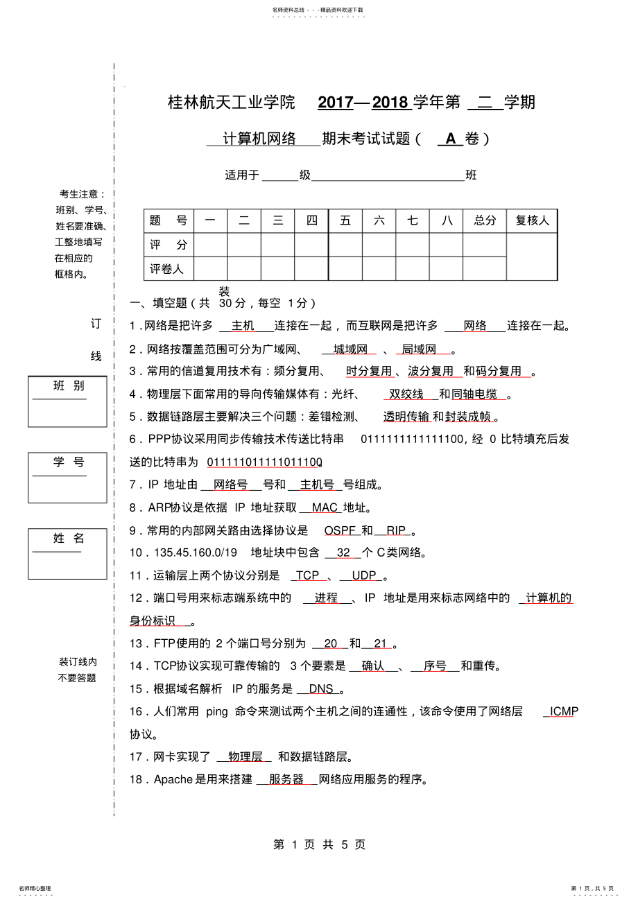 2022年2022年计算机网络试卷 2.pdf_第1页