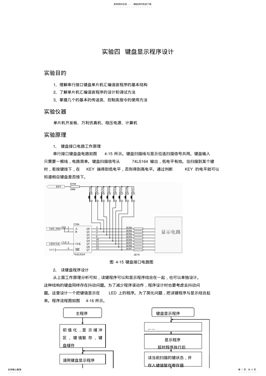 2022年2022年键盘显示程序设计实验 .pdf_第1页