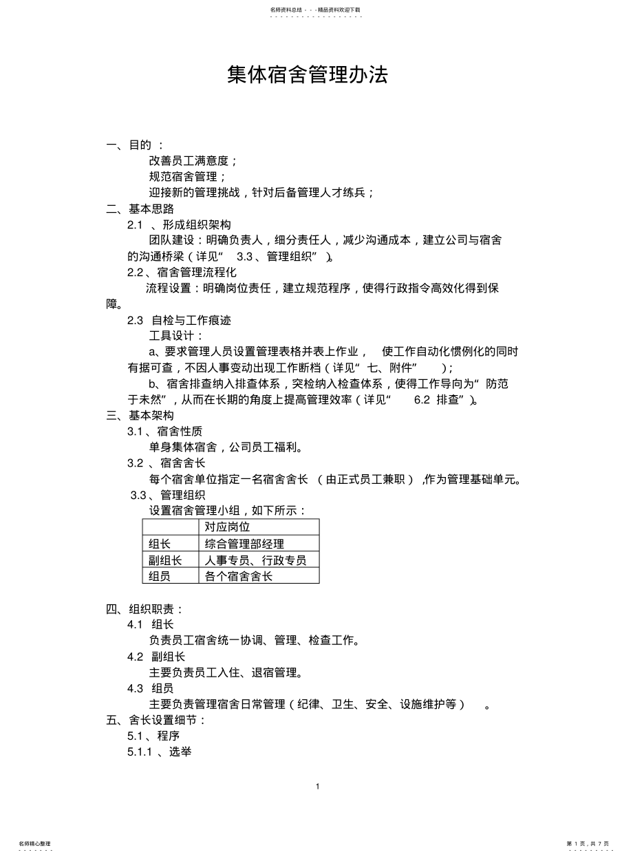 2022年2022年集体员工宿舍管理办法 .pdf_第1页