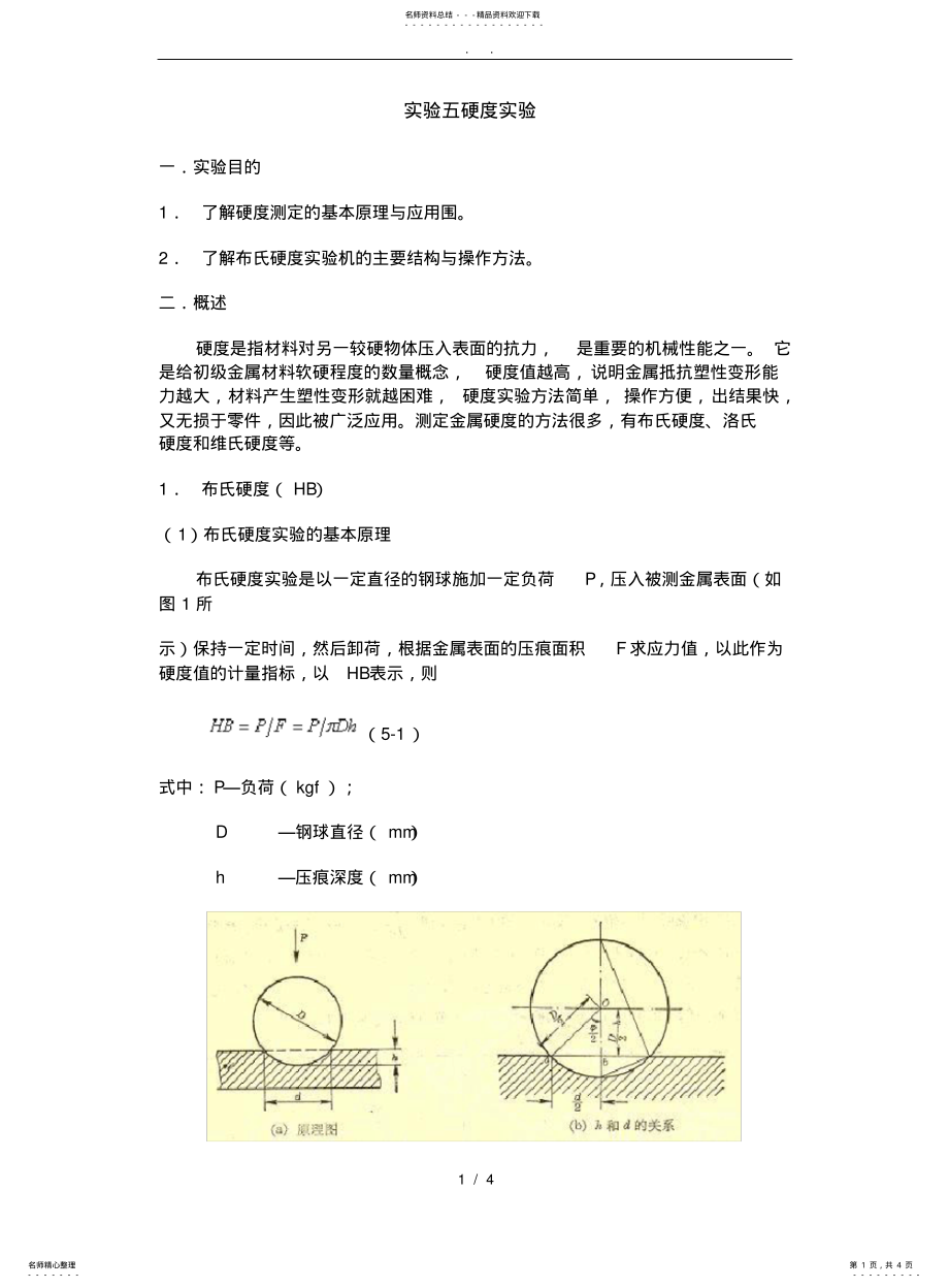 2022年2022年金属材料的硬度试验-实验报告 .pdf_第1页