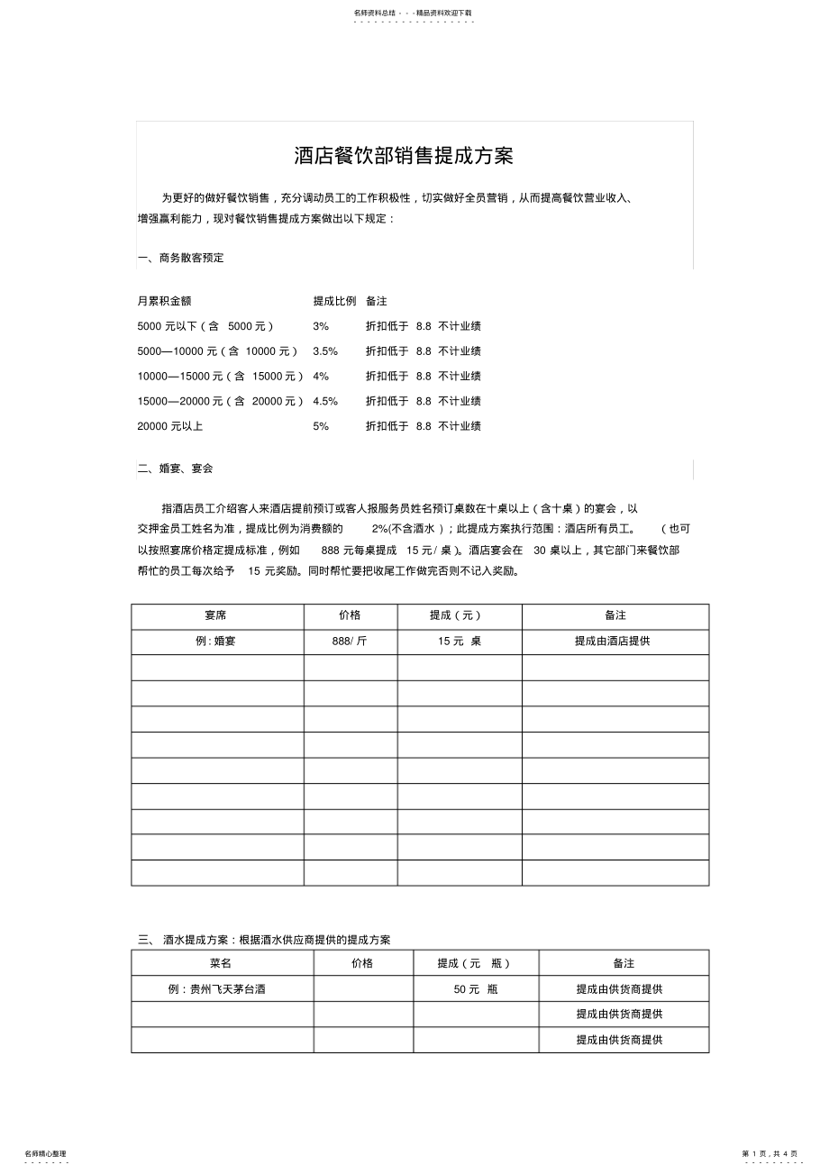 2022年2022年酒店餐饮部销售提成方案 .pdf_第1页