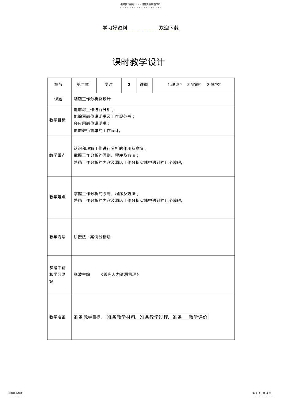 2022年2022年课程教案-酒店人力资源管理- .pdf_第2页