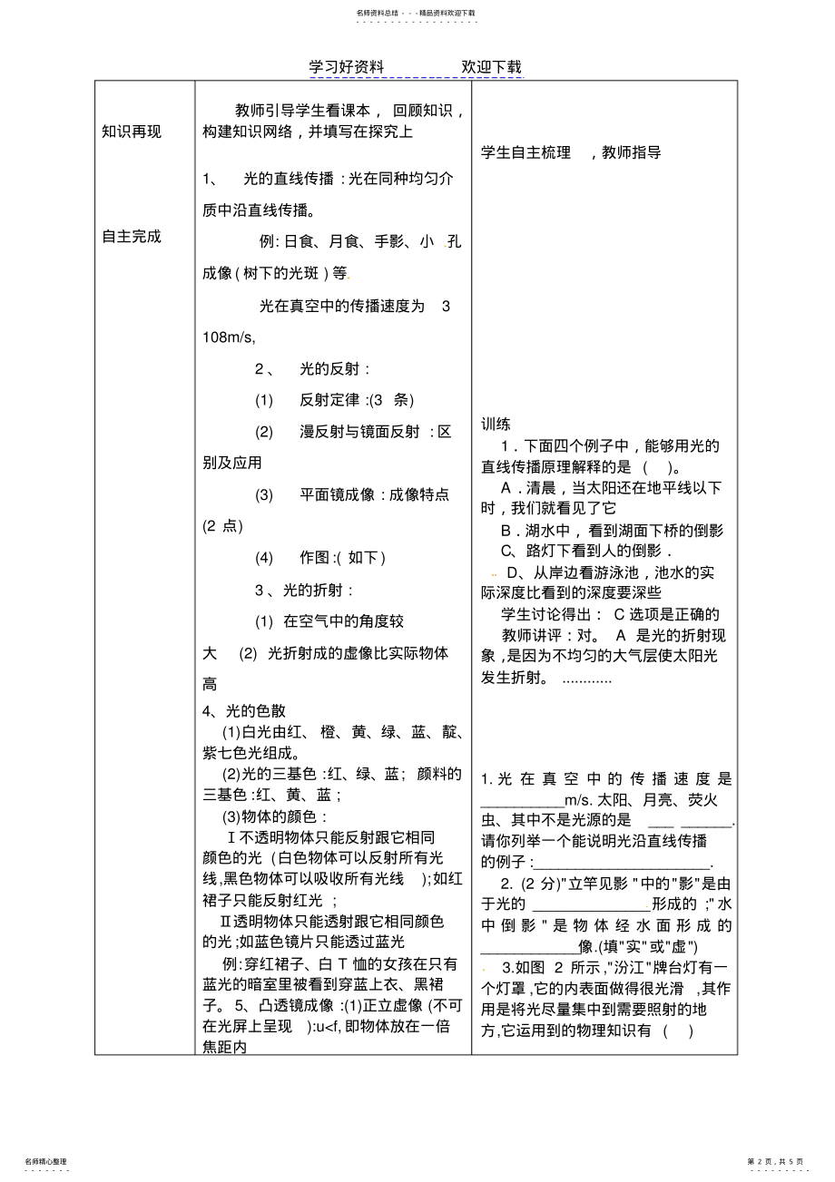 2022年物理第四章多彩的光复习教案 .pdf_第2页