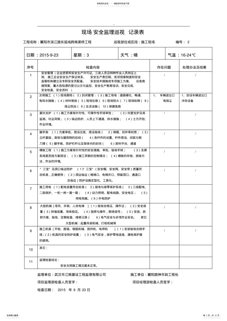 2022年现场安全监理巡视记录表 .pdf_第2页