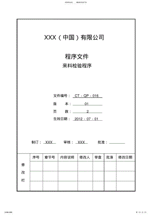 2022年程序文件-来料检验程序 .pdf