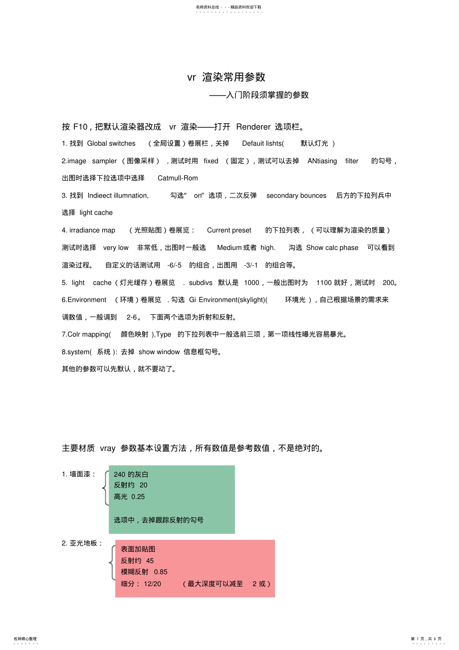 2022年vr渲染常用参数 .pdf_第1页