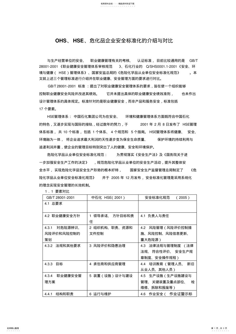 2022年OHS、HSE、危化品企业安全标准化的介绍与对比 .pdf_第1页