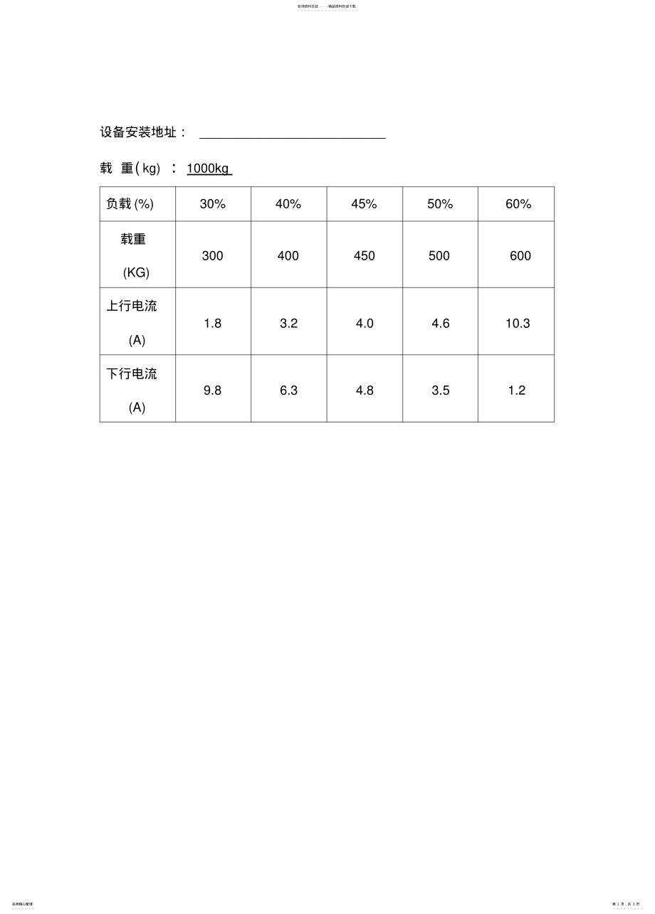 2022年电梯平衡系数测试记录表 .pdf_第2页