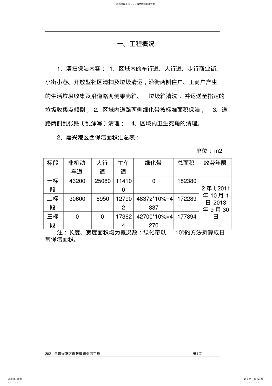 2022年XXXX年嘉兴港区市政道路保洁工程技术标 .pdf_第1页