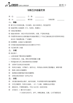 中式快捷餐厅运营饭堂实体店管理 表格 真功夫 训练五步曲鉴定表P2.doc