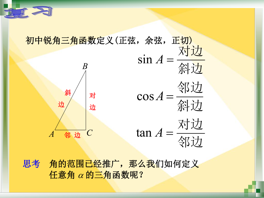 中职数学7.2任意角的三角函数的定义ppt课件.ppt_第2页